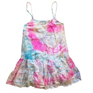 JULIET DUNN London Silk tie-dye ruffle hem‎ Mini Dress Size 1 US Small